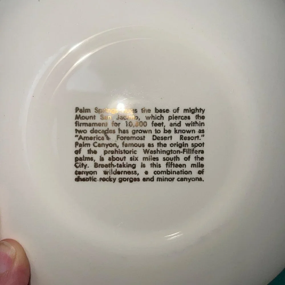 Palm Springs California Plates Vintage Porcelain Mid Century Modern Set of Five